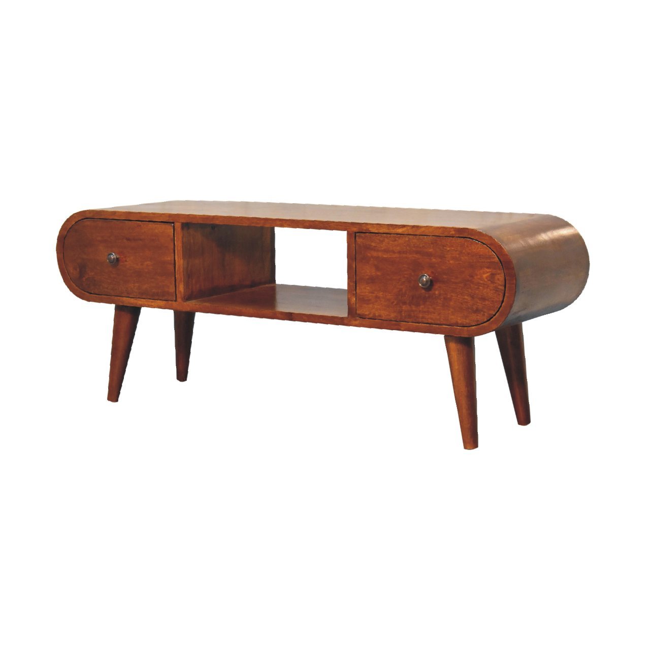 Chestnut Circular Tv Unit - Chestnut Solid Wood