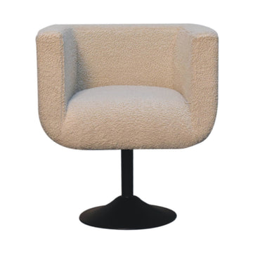 Cream Boucle Swivel Chair - Cream Foam Wood