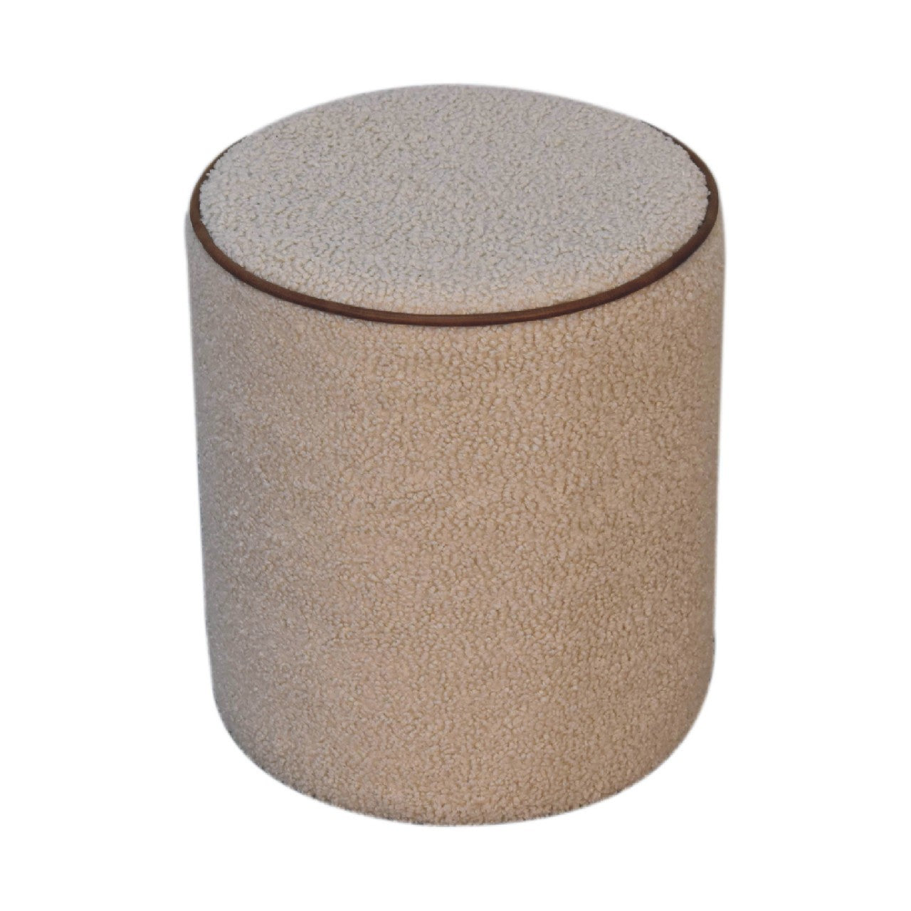 Serenity Round Footstool - Cream Foam Wood Fabric