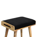 Black Velvet Tray Style Footstool - Black Foam