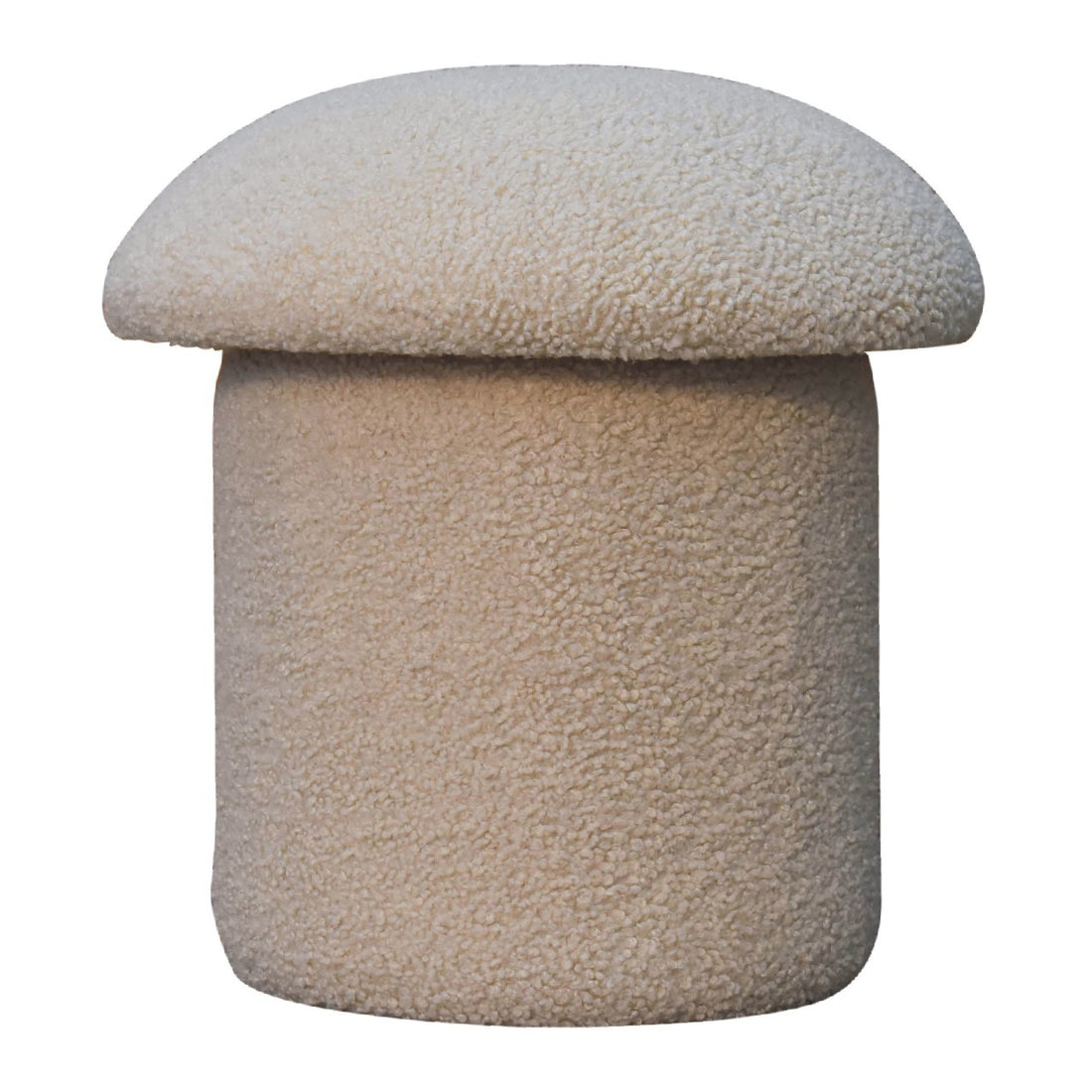 Cream Boucle Mushroom Footstool - Cream Foam Wood