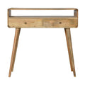 Curved Oak Ish Console Table - Oak Solid Wood