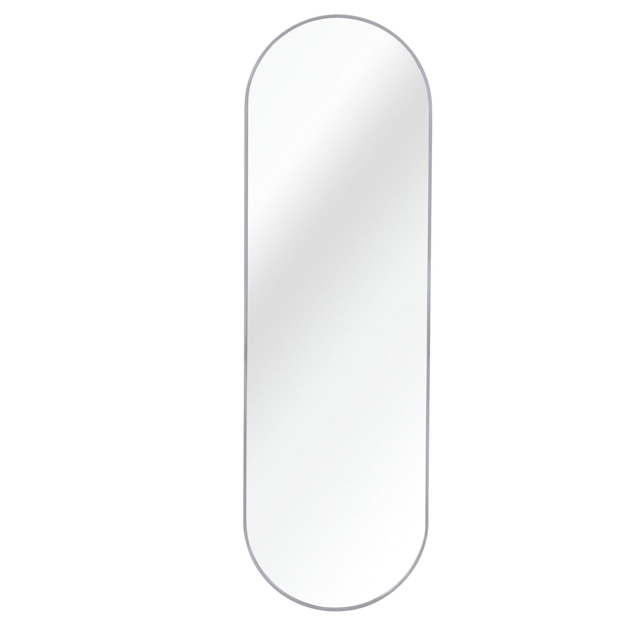 Silver 63 X 20In Pill Shaped Full Lenghth Mirror