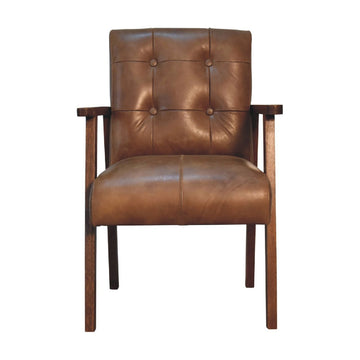 Brown Buffalo Leather Chair - Chestnut Leather