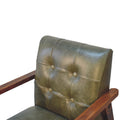 Olive Buffalo Leather Chair - Olive Leather Wood