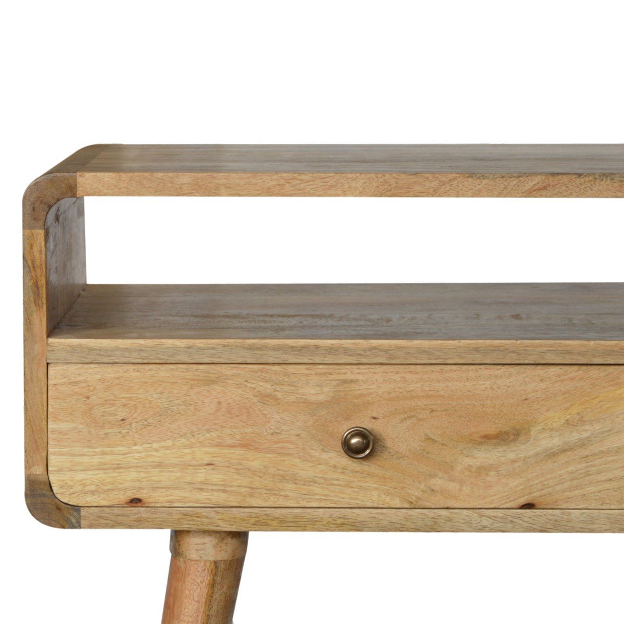 Curved Oak Ish Console Table - Oak Solid Wood