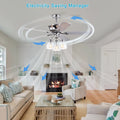 52 in Farmhouse Glass Shade 5 Blade Reversible Ceiling chrome-ceiling