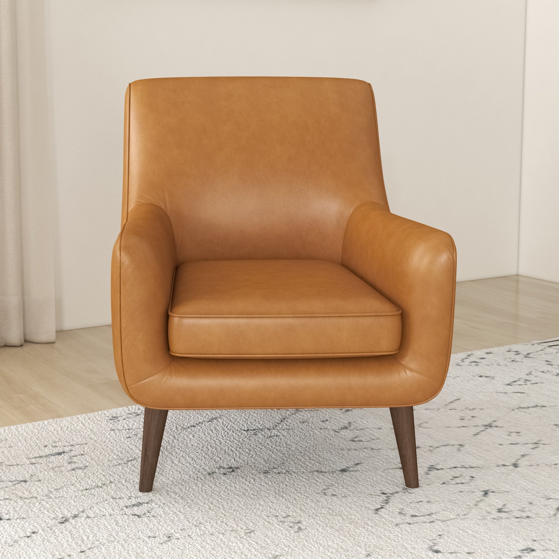 Alex Tan Leather Lounge Chair - Beige Leather