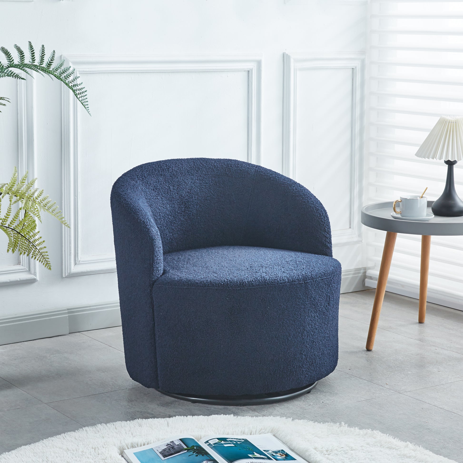 SLifet Swivel Barrel Chair, Swivel Chair, Barrel purplish blue-primary living