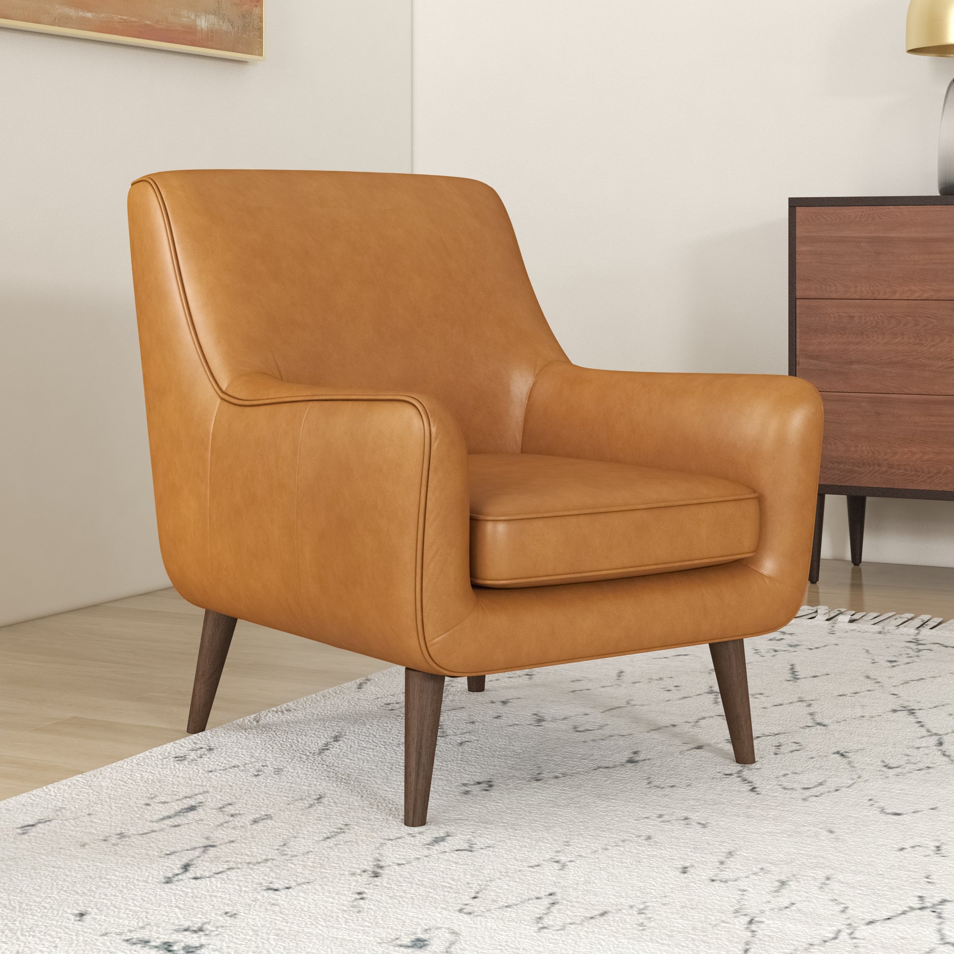 Alex Tan Leather Lounge Chair - Beige Leather