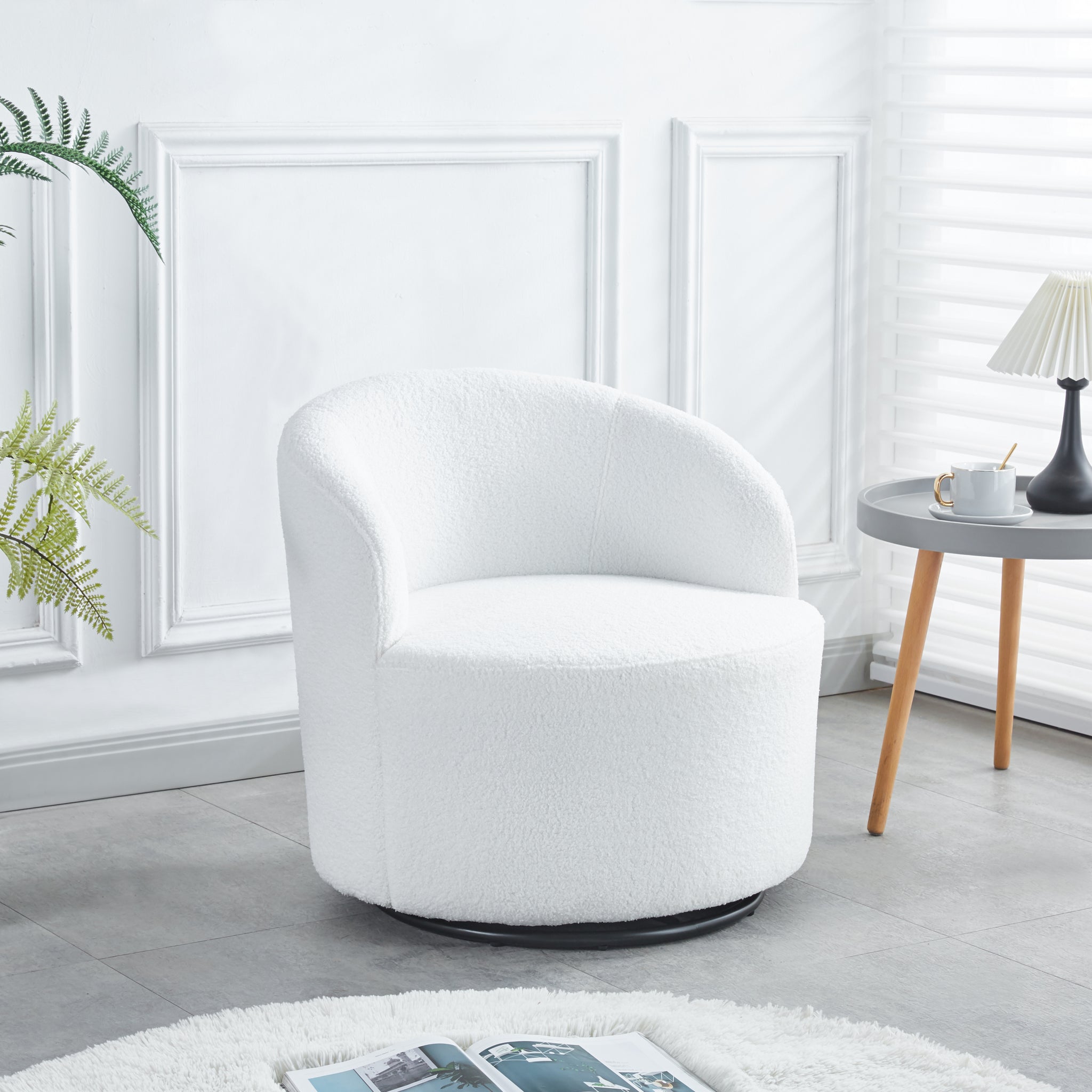 SLifet Swivel Barrel Chair, Swivel Chair, Barrel white-primary living space-modern-foam-teddy