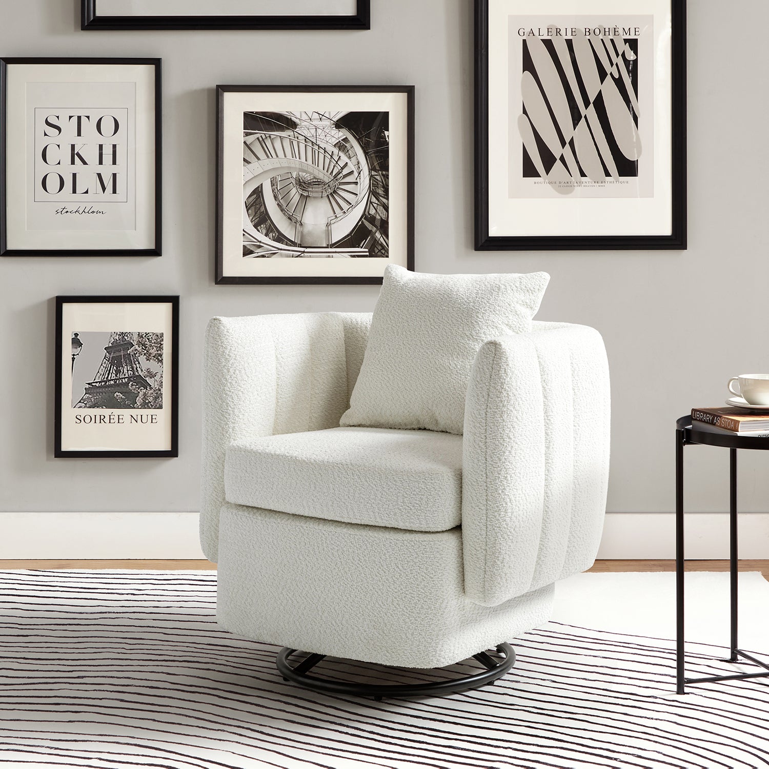 Brian Swivel barrel Chair Ivory