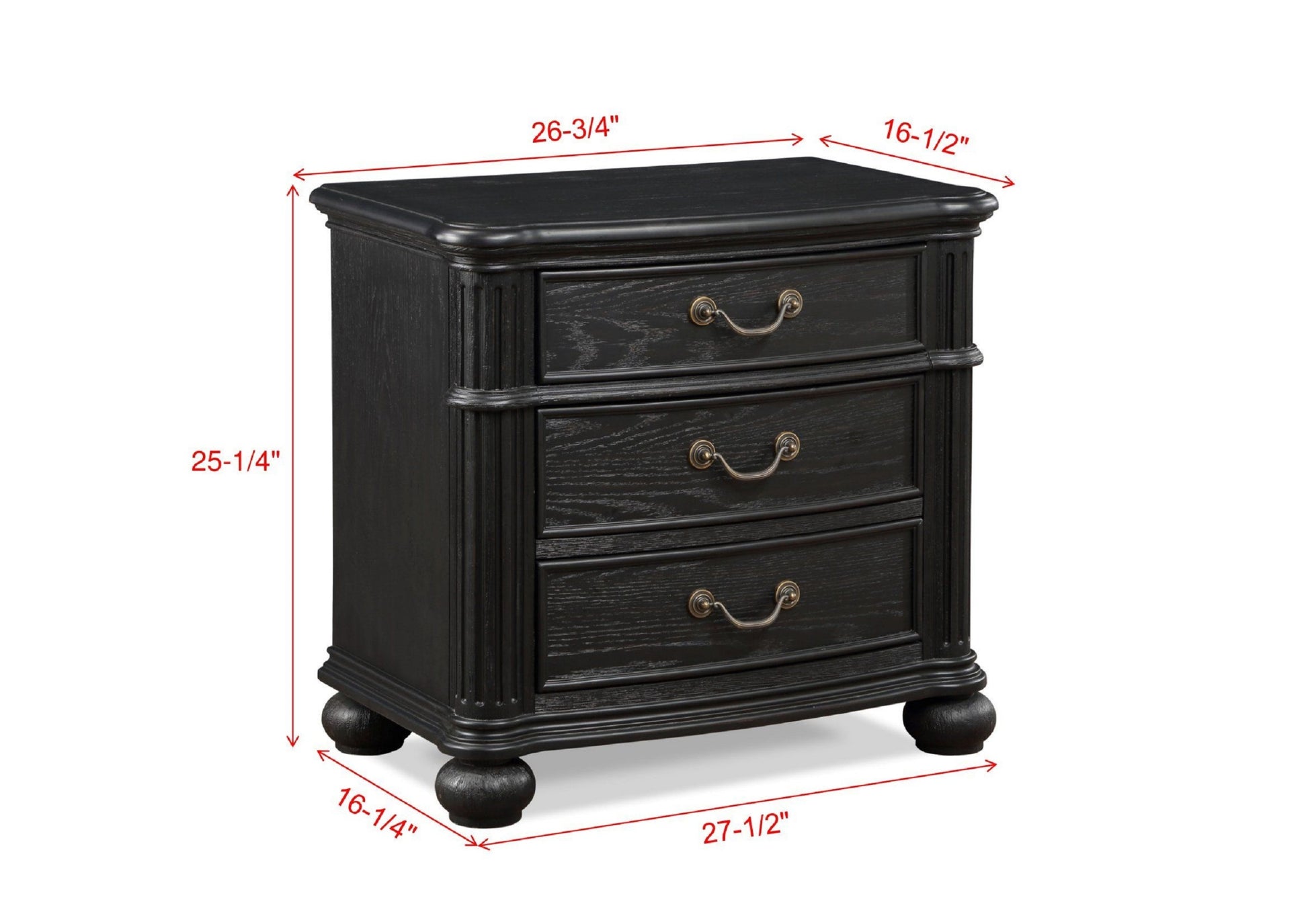 1pc Traditional Vintage Antique Drawer Pull 3 Drawer black+ gray-3 drawers-bedside cabinet-wood