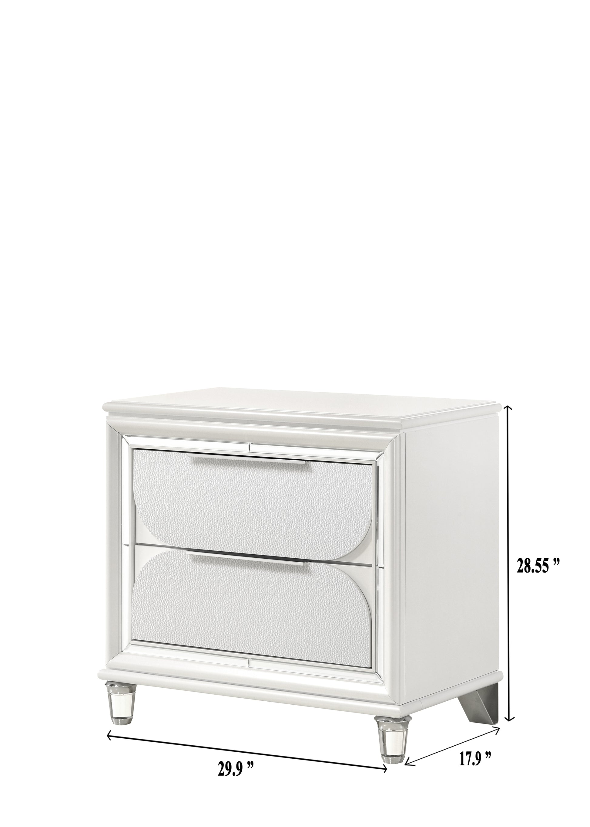 1pc Contemporary Nightstand End Table with Two Storage white-2 drawers-bedside cabinet-wood