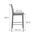 light gray modern simple bar chair, fireproof leather gray-pu