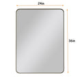 Wall Mirror 24x36 Inch Black Rectangular Mirror Metal black-glass-metal