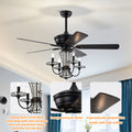 52 Inch Crystal Chandelier Fan with Lights and Remote matte black-american