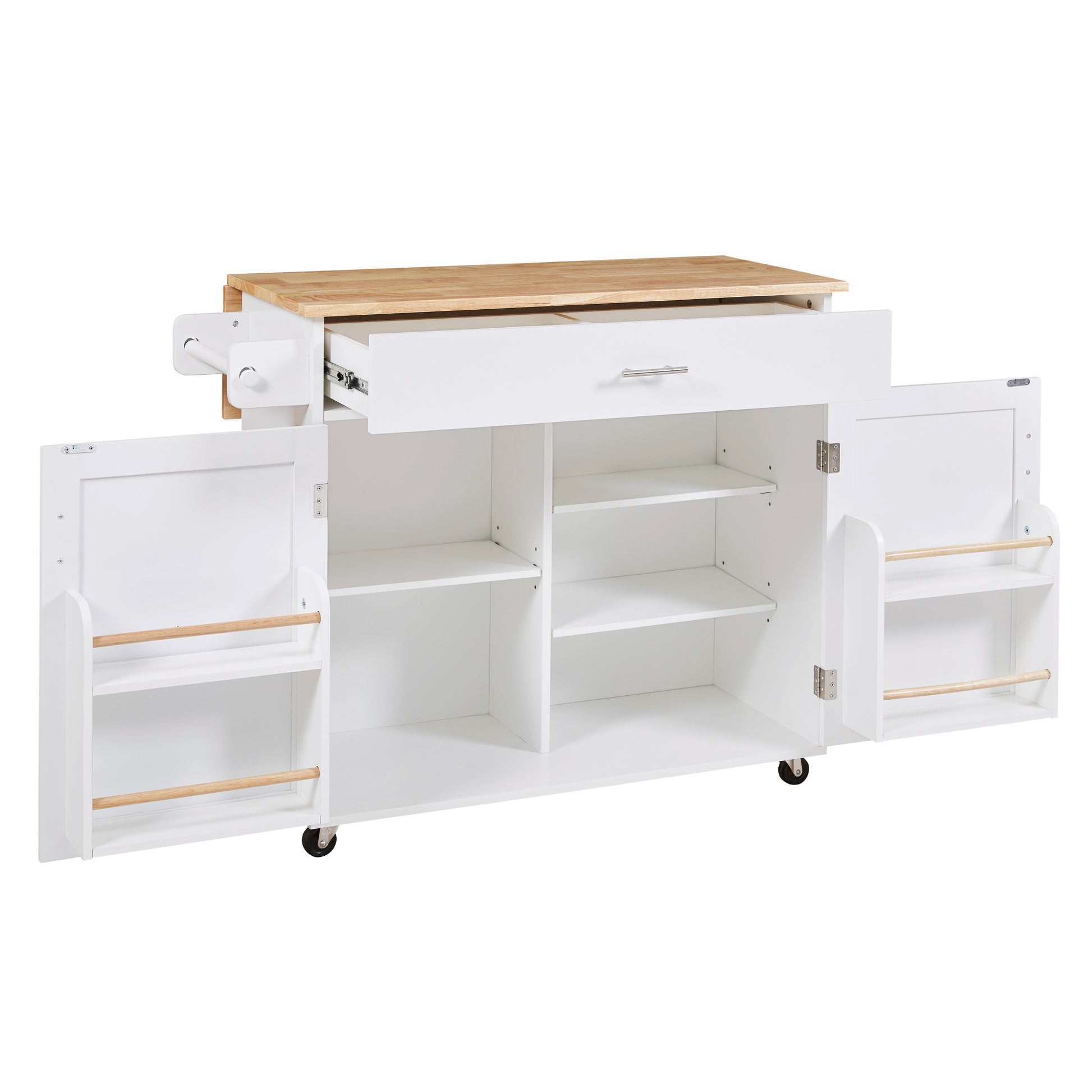 K&K Rolling Kitchen Island with Storage, Kitchen Cart