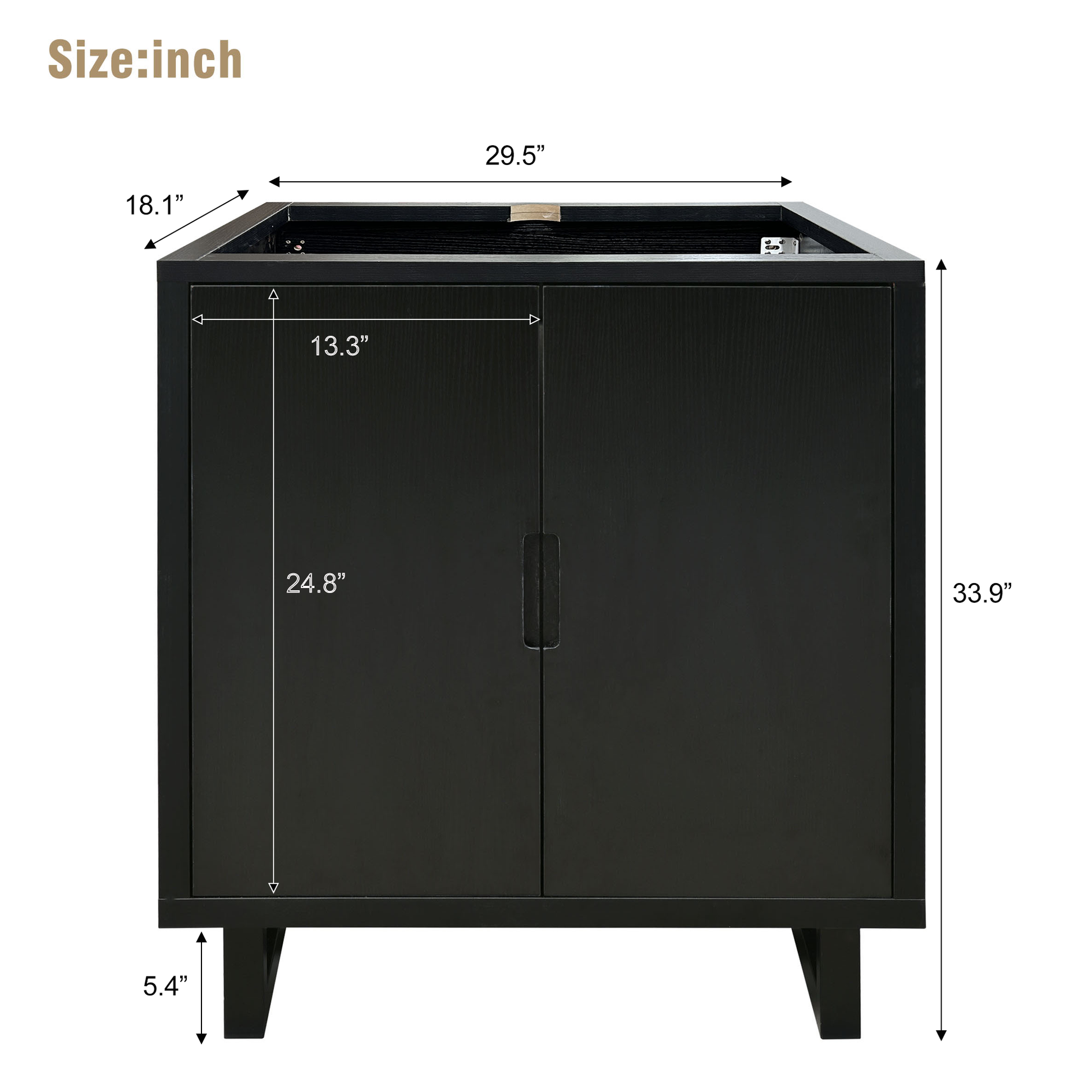 Cabinet Only 30" Bathroom vanity, black Sink not black-solid wood+mdf