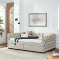 Upholstered Full Size Daybed With Two Drawers,