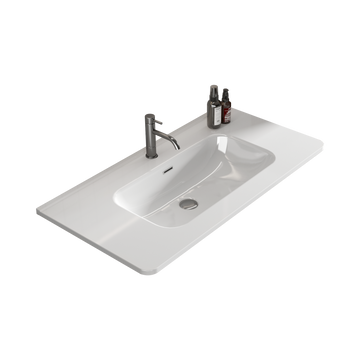 Bb0436Y301, Integrated White Ceramic Basin, Drain