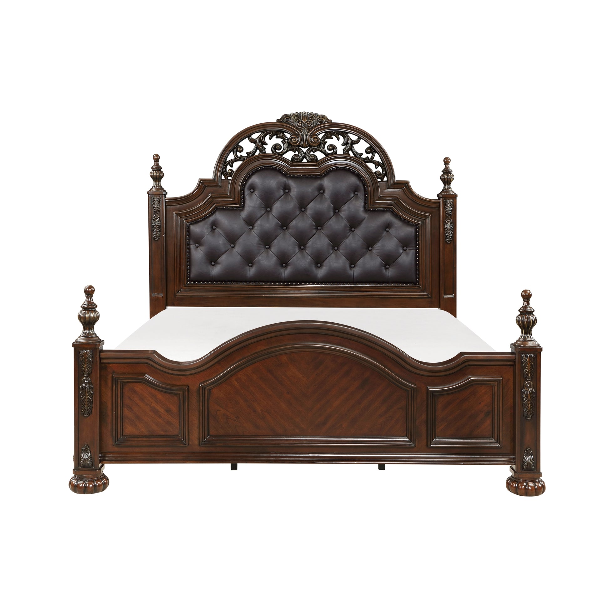 Formal Traditional Eastern King Bed 1pc Button Tufted box spring