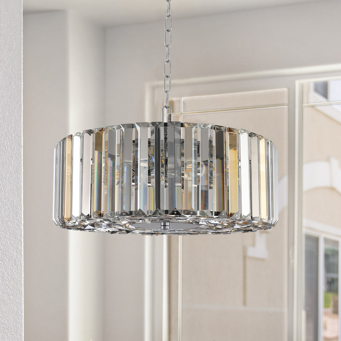 Modern Crystal Chandelier for Living Room Round transparent-modern-crystal