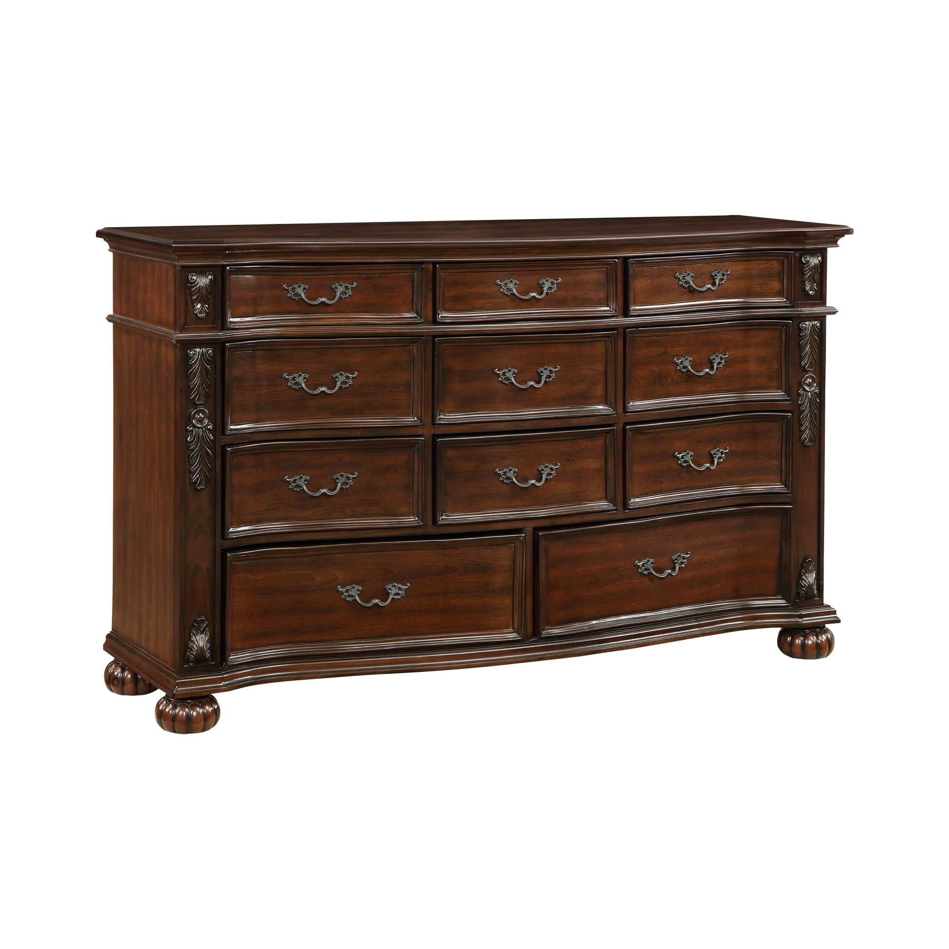 Classic Traditional 1pc Dresser of 11 Drawers Cherry cherry-bedroom-ornate