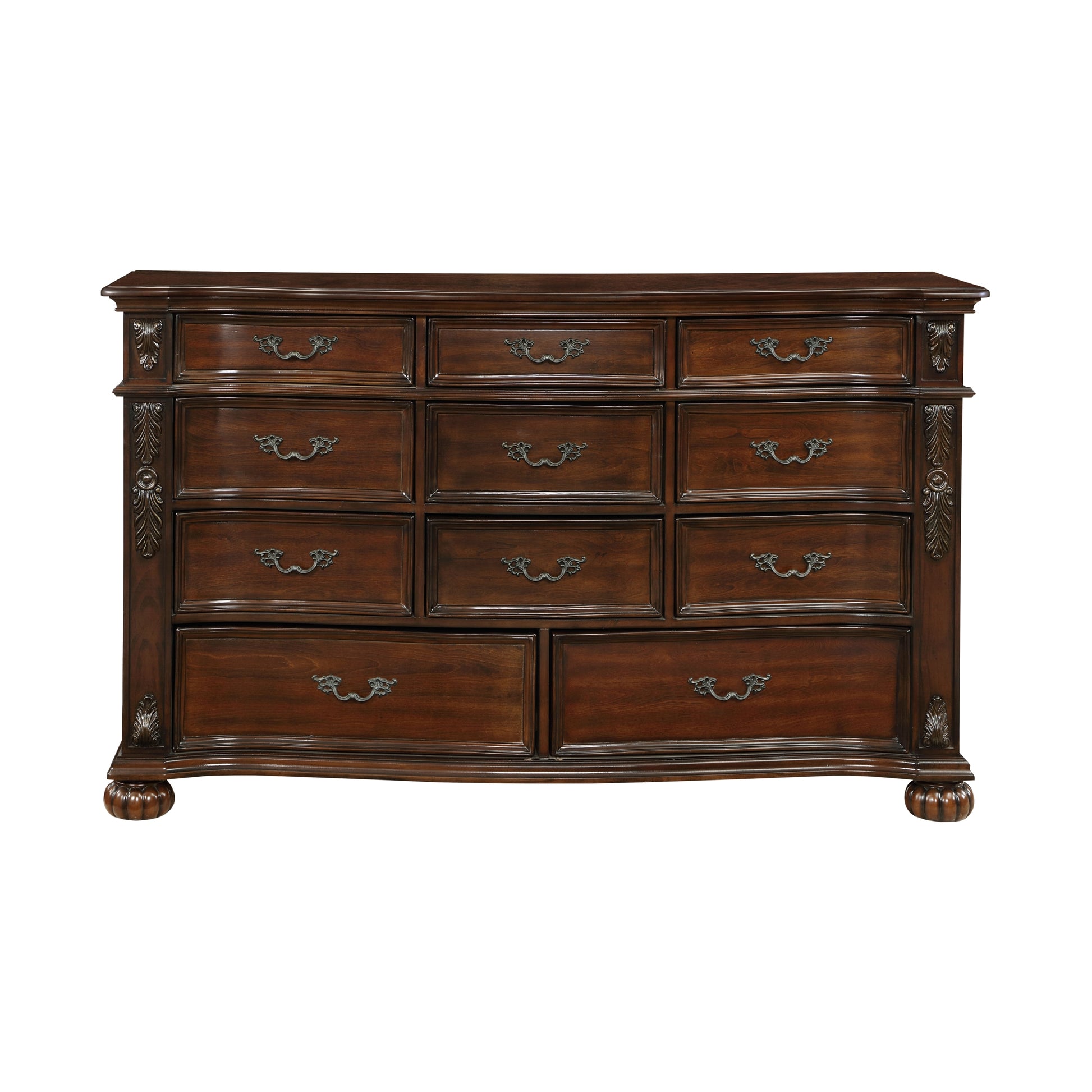 Classic Traditional 1pc Dresser of 11 Drawers Cherry cherry-bedroom-ornate