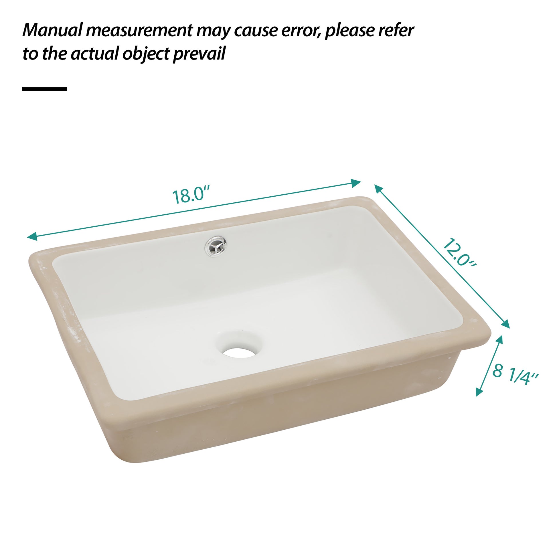 18"x12" White Ceramic Rectangular Undermount Bathroom white-ceramic