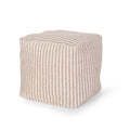 Zebra Yarn Cotton Square Pouf, Brown and White