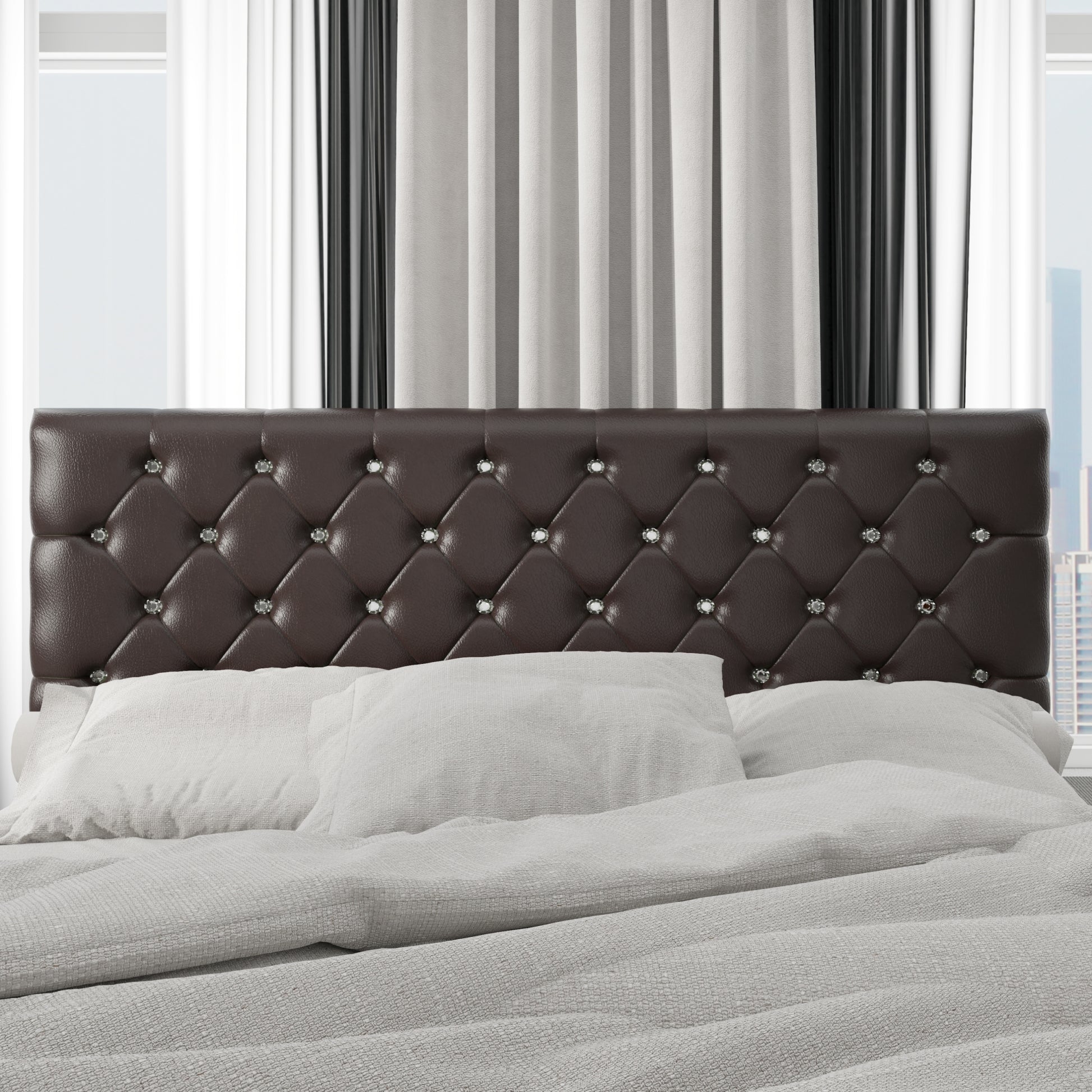 Full Size Bed, Faux Leather Upholstered Mattress