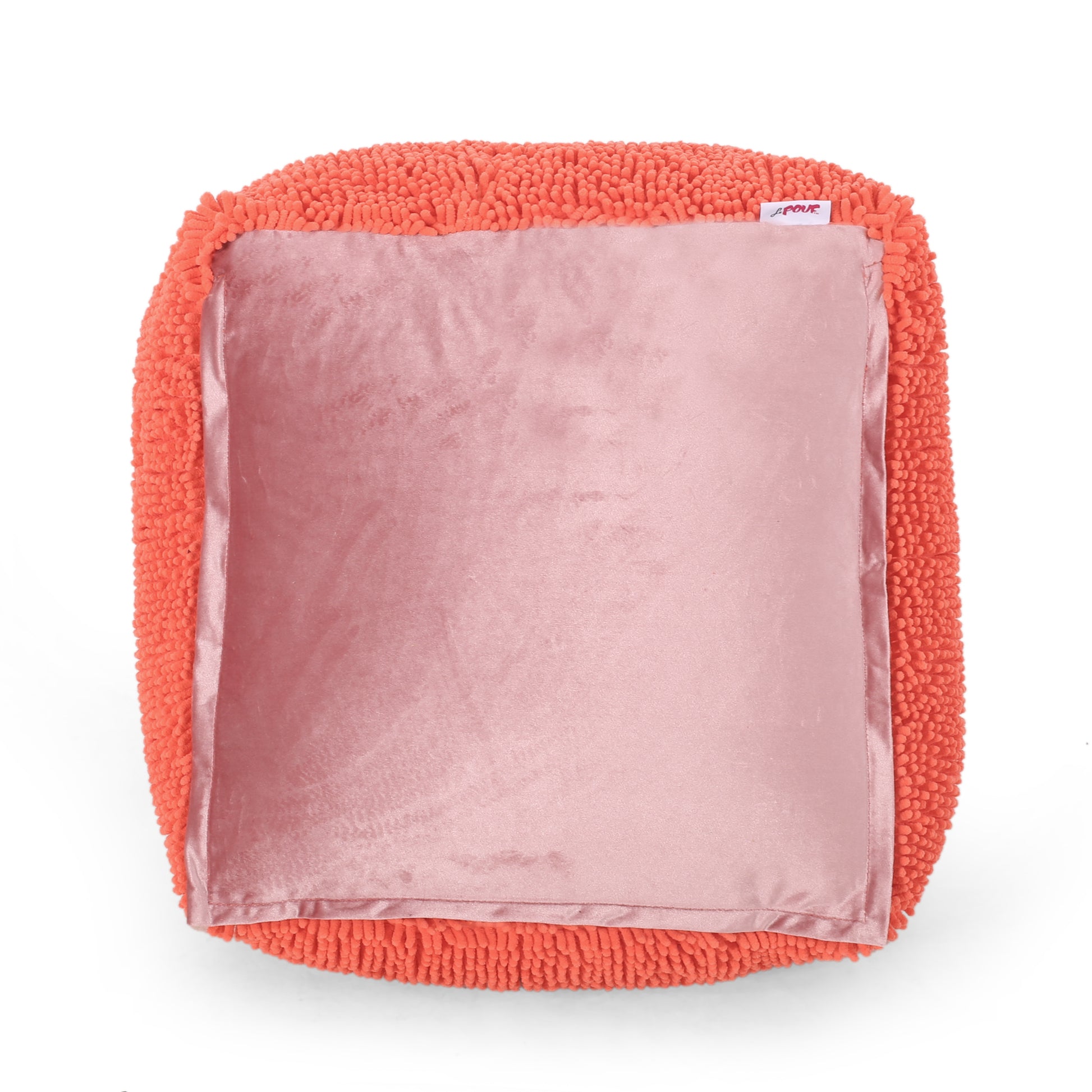 Spongy Microfiber Square Pouf, Coral coral-microfiber