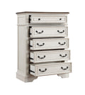 Noble Traditional Style 5 Drawer Chest Made with Wood antique white-bedroom-traditional-acacia-solid