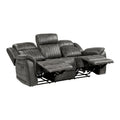 Classic Brownish Gray 1pc Double Reclining Sofa Plush gray-microfiber-wood-classic-transitional-pillow