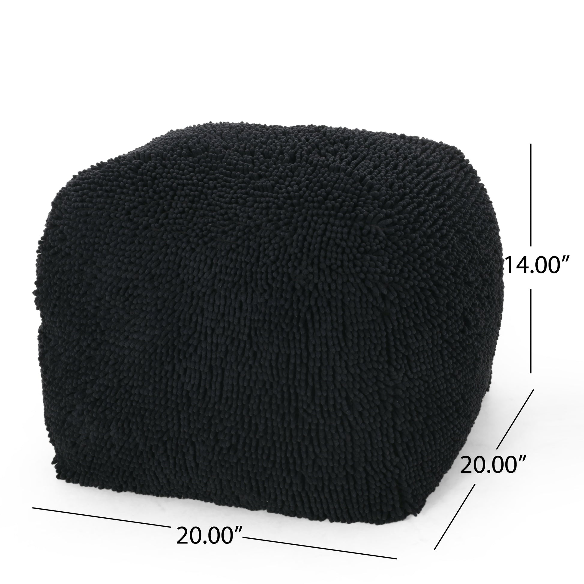 Spongy Microfiber Square Pouf, Dark Charcoal charcoal-microfiber