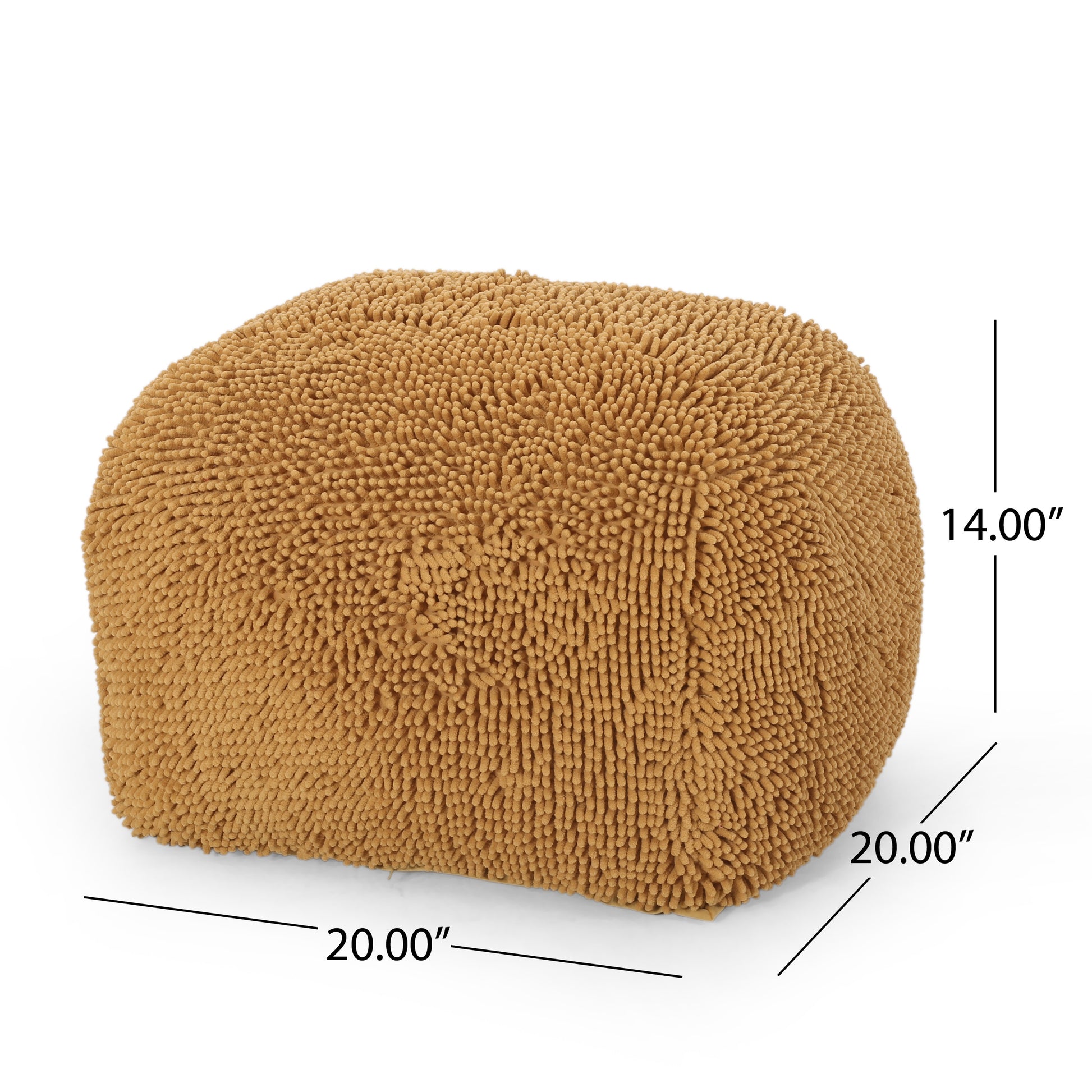 Spongy Microfiber Square Pouf, Yellow yellow-microfiber