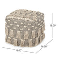 Angelic Handcrafted Fabric Pouf with Tassels,