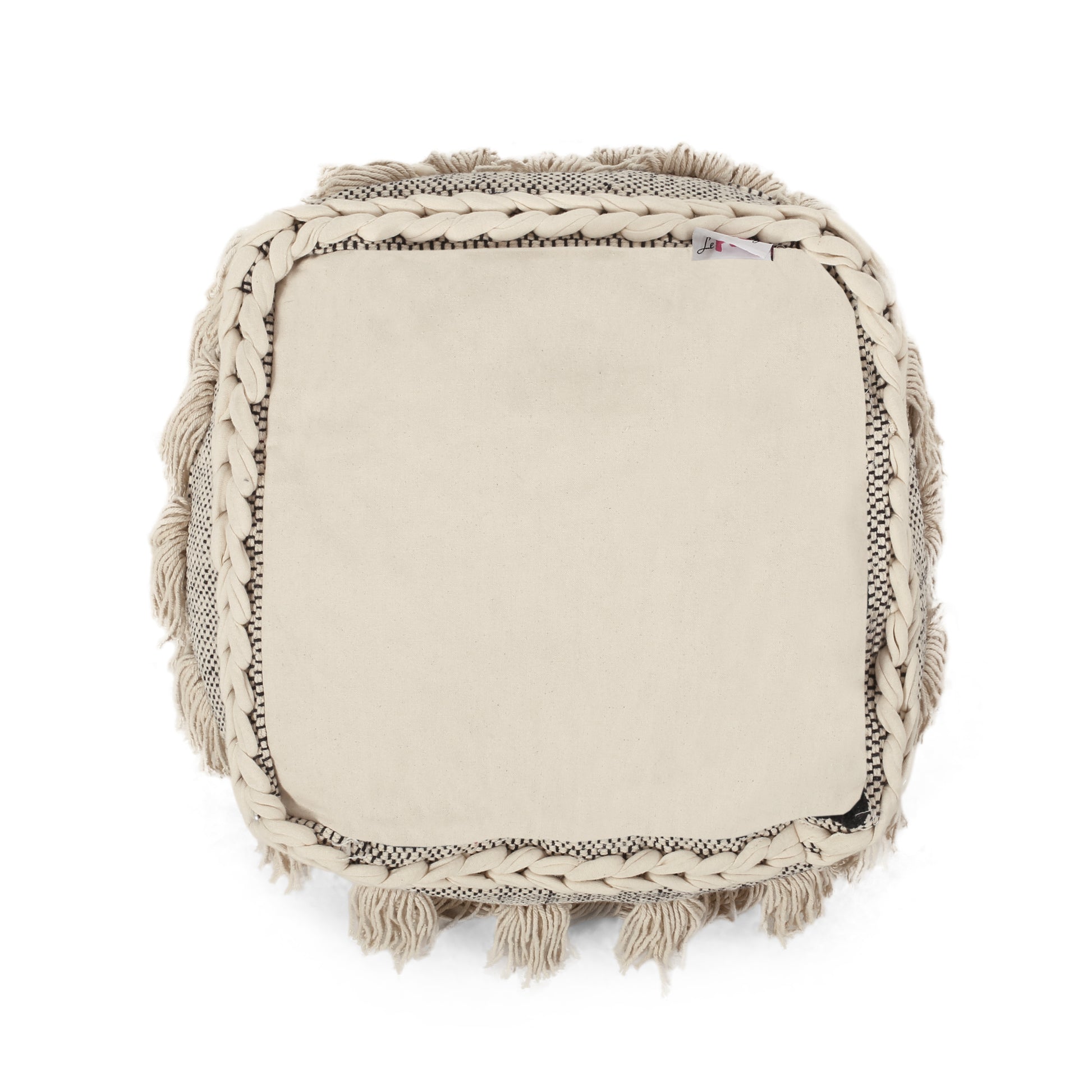 Angelic Handcrafted Fabric Pouf with Tassels,