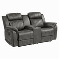 Classic Brownish Gray 1pc Double Reclining Loveseat gray-microfiber-wood-primary living