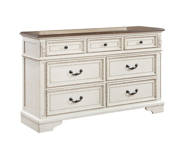 Noble Traditional Style 7 Drawer Dresser Made with antique white-bedroom-traditional-solid