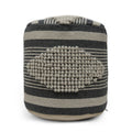 Diamond Handcrafted Fabric Cylindrical Pouf, Beige and dawn grey-fabric