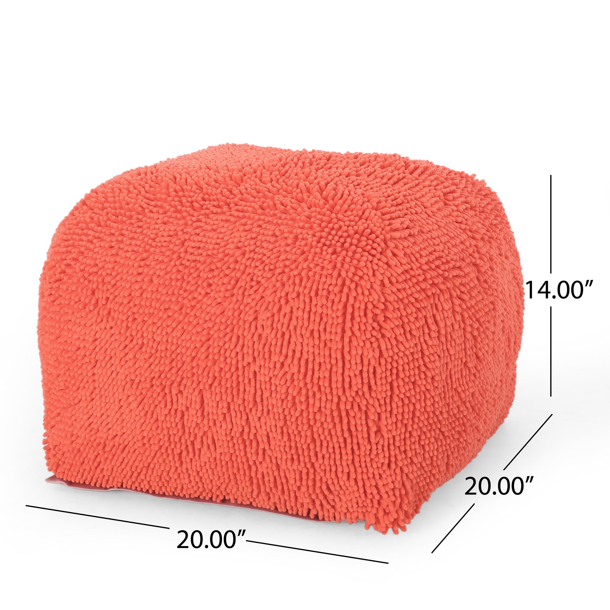 Spongy Microfiber Square Pouf, Coral coral-microfiber