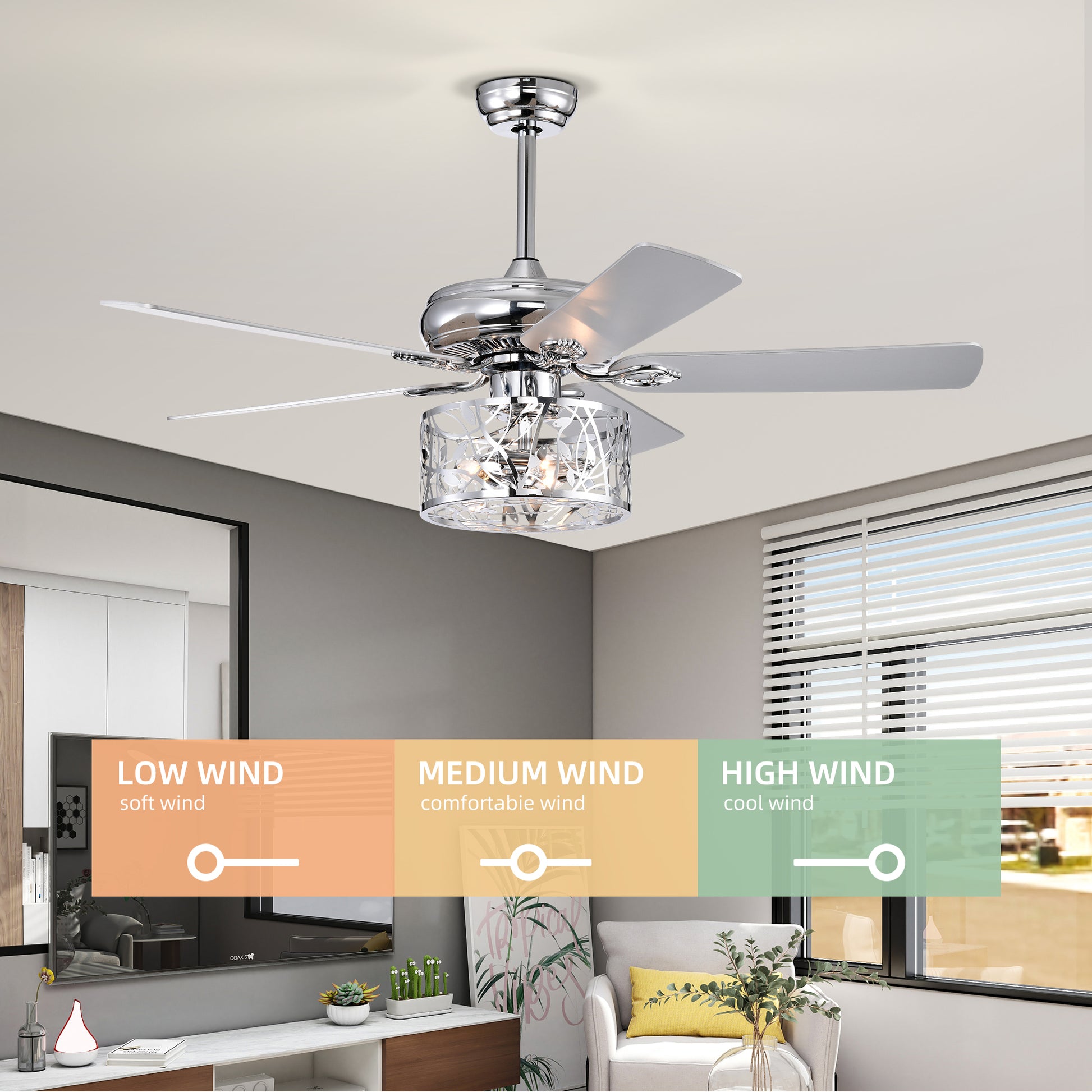 Farmhouse Industrial 52 inch Ceiling Fan Optional matte white-ceiling