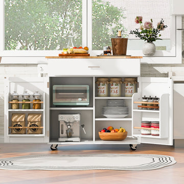 K&K Rolling Kitchen Island with Storage, Kitchen Cart