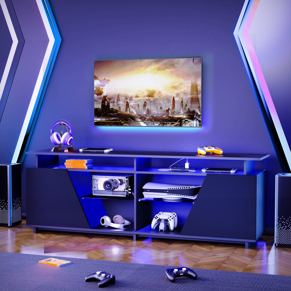 Gaming Tv Stand For Ps5 With Power Outlet,For Tvs