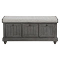 1pc Durable Storage Bench Dark Gray Finish Foam distressed finish-dark gray-polyester-primary