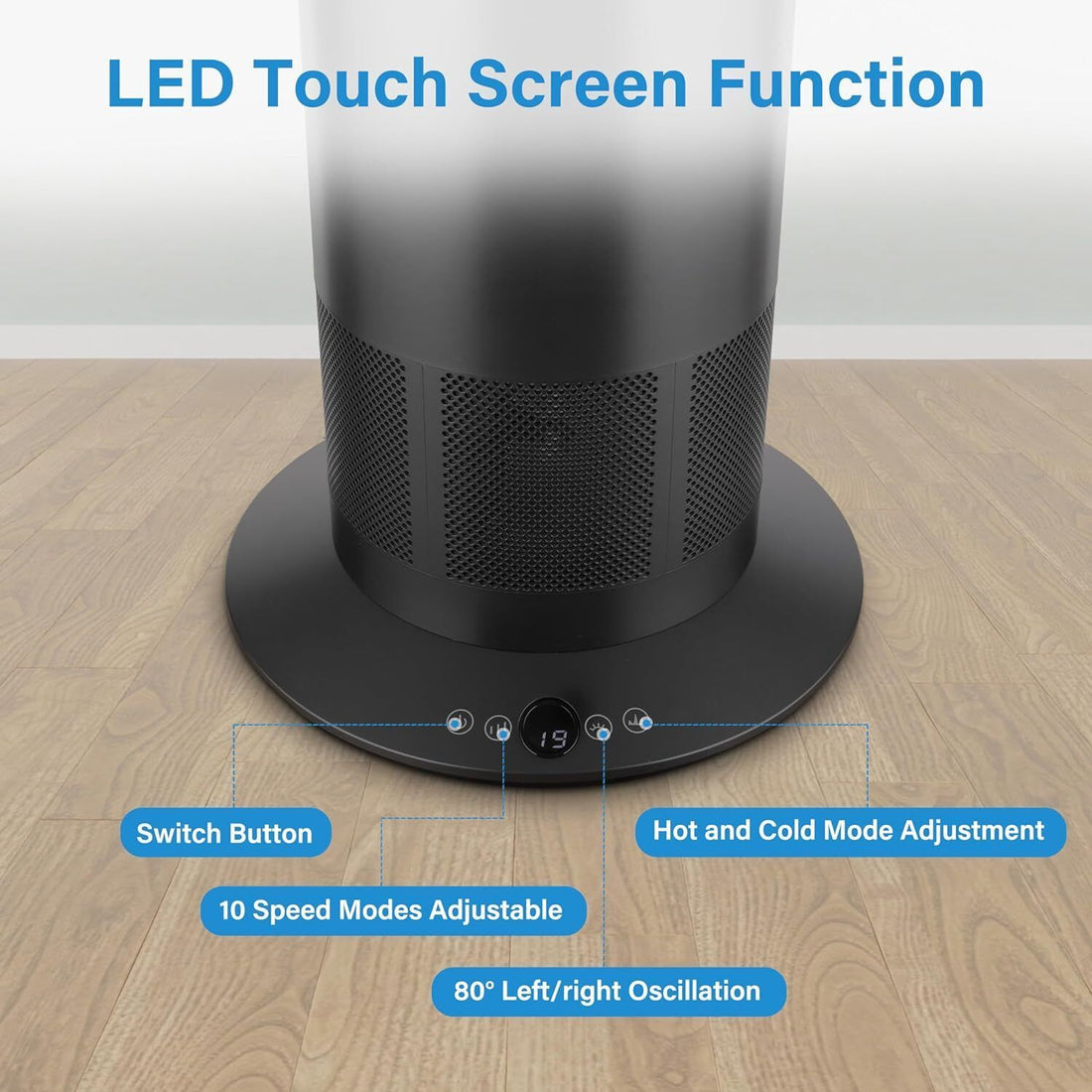 34 Inch Bladeless Tower Fan Heater And Fan Combo