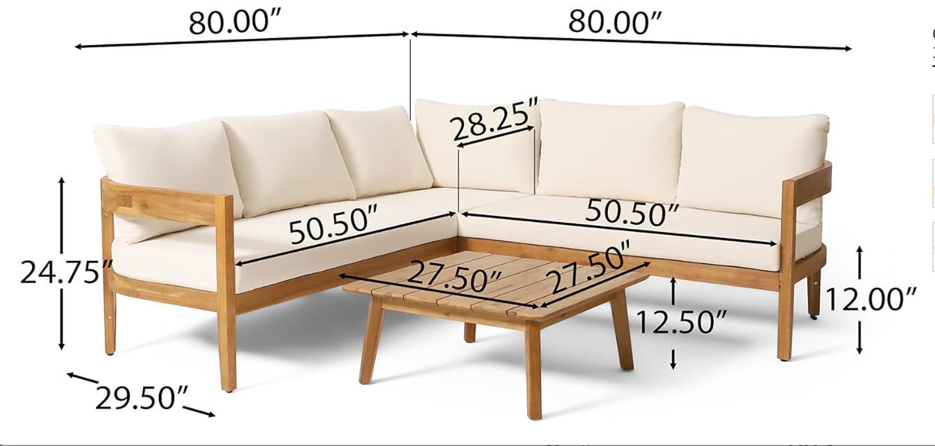 Brooklyn Sofa Set Teak Beige - Beige Acacia Wood