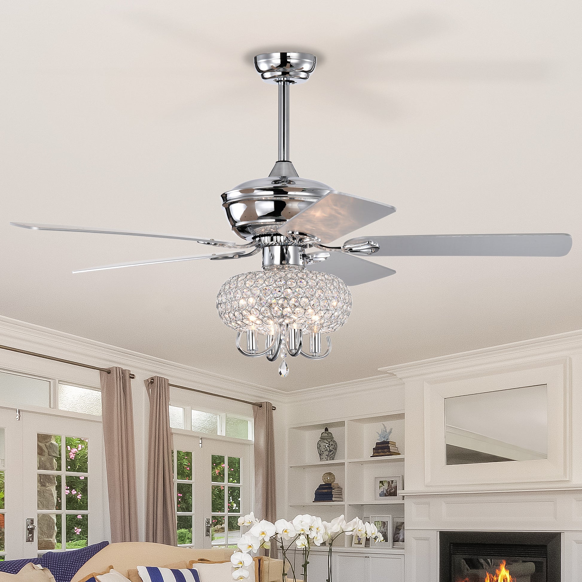 52 Inch Crystal Ceiling Fan With Lights Fandelier